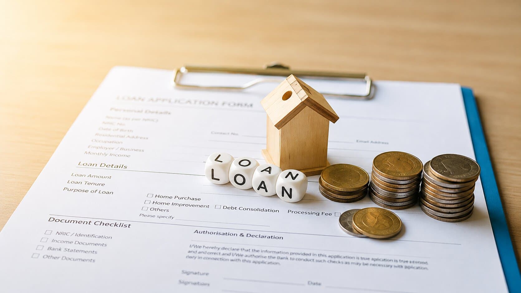 The lending counter with a ledger and a balance scale